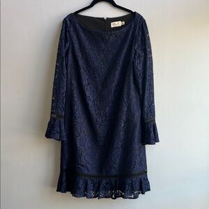 Eliza J Navy Long Sleeve Lace Dress